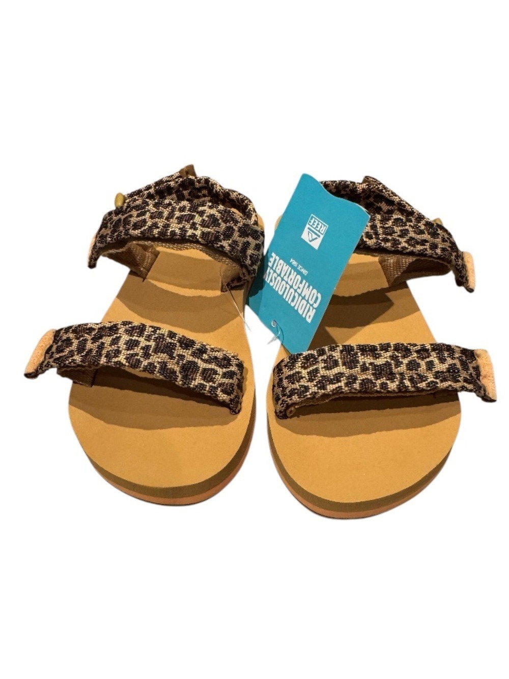 REEF leopard animal print Velcro sandals - size 10 kids